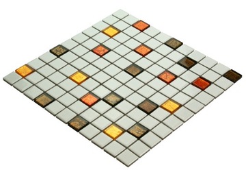 C MOZAIKA ceramiczna biała + brąz 102 marrone