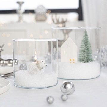 ЛАМПА ПОДСВЕЧА Ваза Цилиндр ДЕКОРАТИВНЫЙ КОНТЕЙНЕР H-15 см Прозрачный