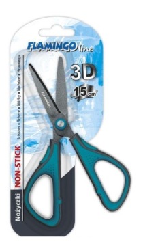 Ножиці тефлонові чорні лезо 3D 15 см Фламінго (FL055526)