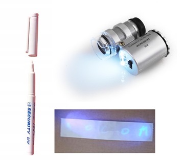 Zestaw SECURITY: MARKER UV + Mikroskop mini UV LED