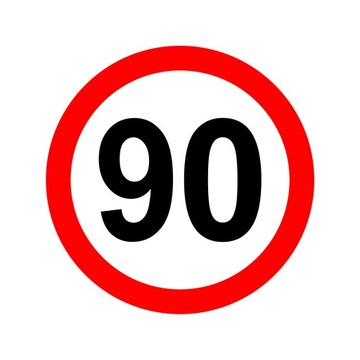 NAKLEJKA OGRANICZENIE PRĘDKOŚCI 90km ZNAK śr20 cm