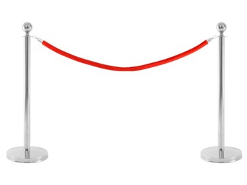 ВЕРЕВКА БАРЬЕРНАЯ ВЕРЕВКА для СТОЛБОВ красная 150см СЕРЕБРЯНЫЕ НАКОНЕЧНИКИ