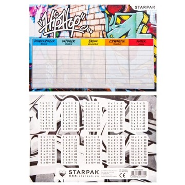 Plan lekcji z tabliczką mnożenia A5 Graffiti STARPAK