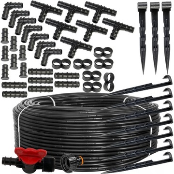 Комплект: Капельная линия 100 м + 137 аксессуаров (100 держателей) для сада.