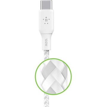 Кабель Belkin Boost USB-C — USB-C PD, прочная оплетка, USB 2.0/5A/100 Вт/3 м