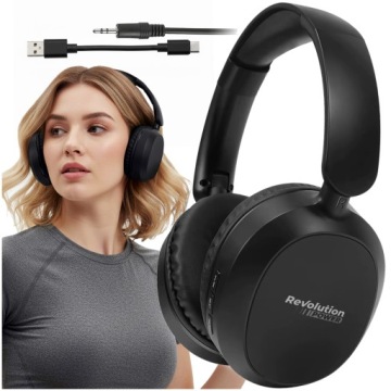 Bezdrátová Sluchátka Přes Uši Revolution Bluetooth 5.4 Výkonný Bas Černá