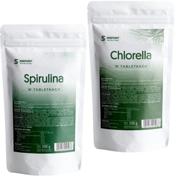 SPIRULINA CHLORELLA tabletki 500g ODPORNOŚĆ Algi Morskie DETOX | INSPORT