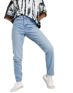 damskie niebieskie mom jeans defekt W25 L28