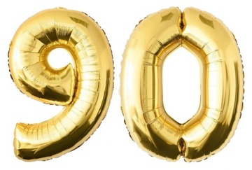 Balony Foliowe Cyfry 90 Hel Urodziny ZŁOTE 100cm