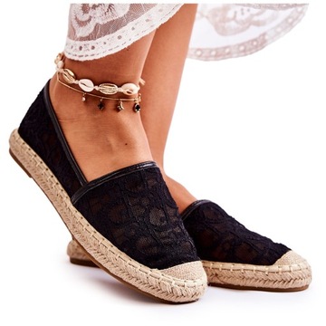 Czarne Tkanina Buty Espadryle S.Barski r.37