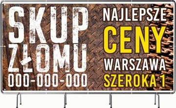 BANER REKLAMOWY oczkowany 200x100cm projekt gratis SKUP ZŁOMU