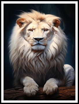 Plakat Obraz Biały Lew Portret 40x60 cm Premium