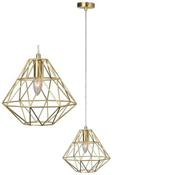 Nowoczesna Lampa SUFITOWA WISZĄCA DIAMENT LOFT Industrial Złota