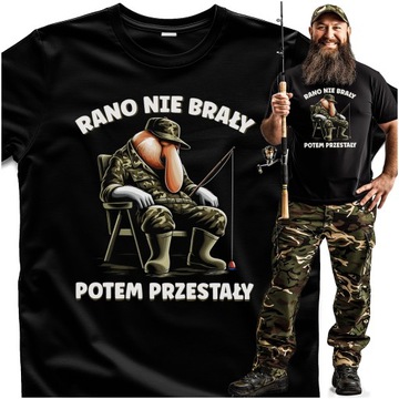 Koszulki męskie Dla Wędkarza z Nosaczem Rano nie brały potem przestały XXL