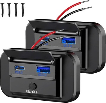 Автомобильный QC3.0 + PD3.0 Разъем для зарядки Монтажная панель удлинителя