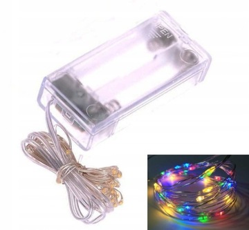 LAMPKI CHOINKOWE DRUCIK KOLOROWE 30 LED NA BATERIE