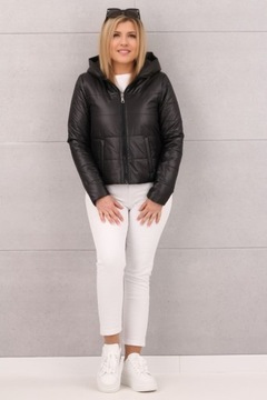 КУРТКА ЖЕНСКАЯ КОРОТКАЯ СТЕГАНАЯ С КАПЮШОНОМ, МОДНЫЕ ПЕРЕХОДНЫЕ РАЗМЕРЫ