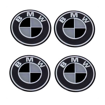 Emblemat 70mm BMW na kołpak CZARNY 7cm