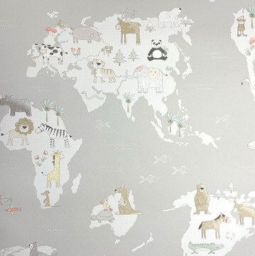 TAPETY TAPETA DZIECIĘCA MAPA ZWIERZĄTKA RASCH