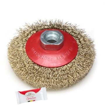 SZCZOTKA DRUCIANA TARCZOWA MOSIĄDZOWANA 100MM DEDRA