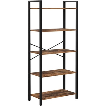 Regał Półka na Książki Metalowy Wysoki Rustykalny Loft Szafka 5 Półek Brąz