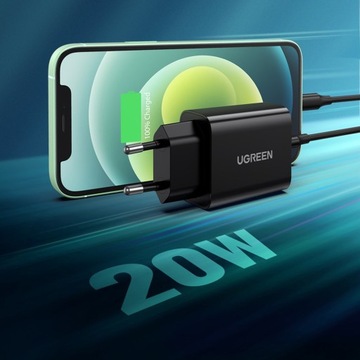 СЕТЕВОЕ ЗАРЯДНОЕ УСТРОЙСТВО UGREEN БЛОК ПИТАНИЯ CUB 1X USB C PD 3.0 QC 4.0 5 В 3 А 20 Вт