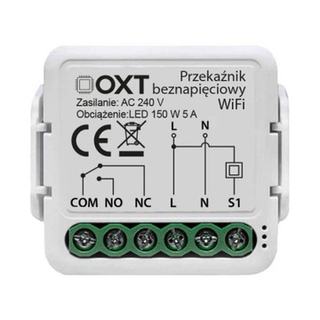 Moduł TUYA OXT mini beznapięciowy WiFi 2,4 GHz 150W 5A 100-240 V ~ 50/60 Hz