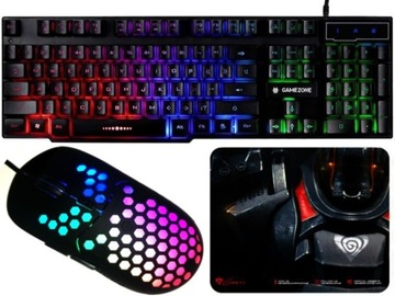 ZESTAW GAMINGOWY KLAWIATURA I MYSZ-KA GRACZY 3w1