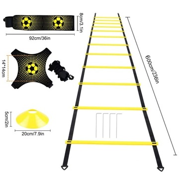 Лестница для координационного тренинга до 6 м + ГРИБНЫЕ КОНУСЫ 12 шт. Футболист