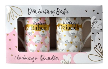 KOMPLET FILIŻANEK BABCIA DZIADEK `KUBKI GOTOWY PREZENT DLA BABCI & DZIADKA