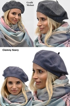 БЕРЕТ женский шерстяной ФРАНЦУЗСКИЙ с антенной ЦВЕТА