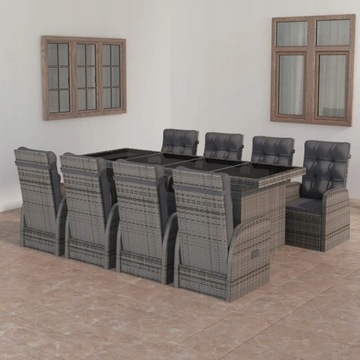 Комплект садовой мебели VidaXL 3059340 техноротанг серый 9 шт.