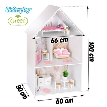 ДЕРЕВЯННЫЙ КУКОЛЬНЫЙ ДОМ XXL АКСЕССУАРЫ МЕБЕЛЬ СВЕТОДИОДНАЯ СВЕТИЛЬНИК KINDERPLAY 100см