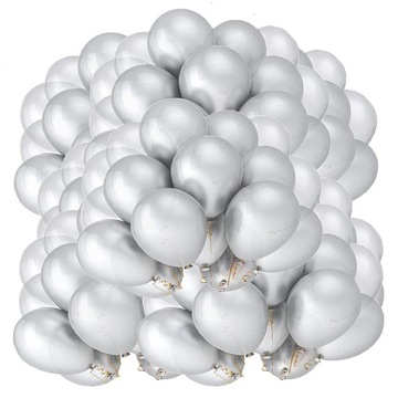 BALONY METALICZNE 50 szt. SREBRNE URODZINY party