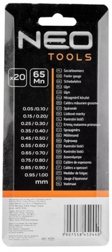 Щуп NEO METAL 20 НАКОНЕЧНИКОВ 0,05–1,0 ММ НЕРЖАВЕЮЩАЯ СТАЛЬ 11–191