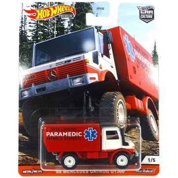 HOT WHEELS PREMIUM CAR CULTURE AMBULANS '88 MERCEDES UNIMOG U1300 1/5