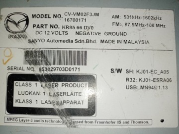 MAZDA CX5 XC-5 12-17 ЧИТАЛКА РАДИО CD НАВИГАЦИЯ KR8566DV0