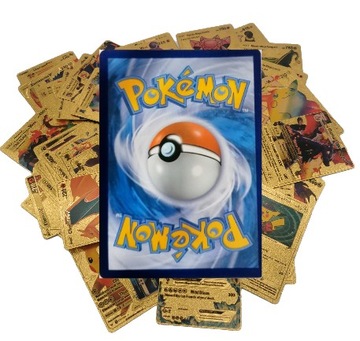 Złote kolekcjonerskie karty Pokemon + extras