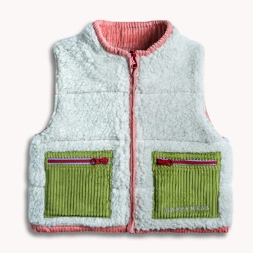 Happymess: dwustronna kamizelka Merino Pink Blush / 1-2 lata