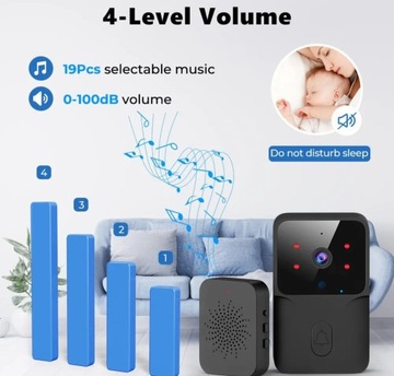 Беспроводной черный Wi-Fi дверной звонок и дверная камера Уличная камера Tuya