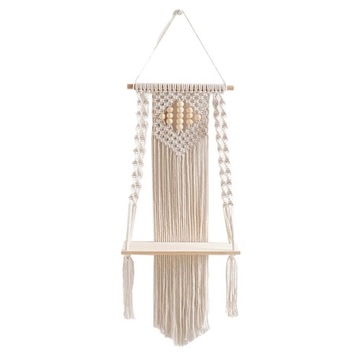 Trwała półka ścienna Boho z doniczką z frędzlami
