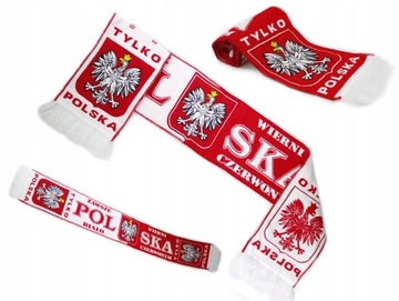 Szalik kibica Polska szal dwustronny dziany kibicowski Reprezentacji Polski
