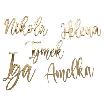 Золотое имя на торте, украшение с именем сбоку торта, ИМЯ, золотое зеркало
