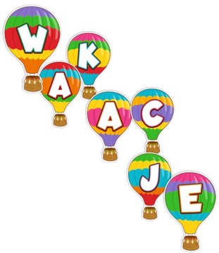 Dekoracja letnia BALONY NAPIS WAKACJE (dwustronna)