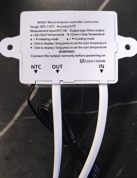 ТЕРМОСТАТ, ТЕРМОРЕГУЛЯТОР, РЕГУЛЯТОР ТЕМПЕРАТУРЫ XH-W3001 РОЗЕТКА + ВИЛКА