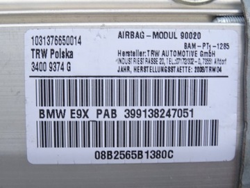 AIRBAG ULOŽENÍ SPOLUJEZDCE PŘEDNÍ PRAVÁ BMW 3 E90 E91 1 E87 34009374G