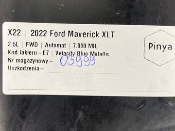 PODBĚH PRAVÉ ZADNÍ FORD MAVERICK 2022+ USA