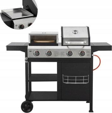 GRILL GAZOWY EL FUEGO BOSTON 3W1 PRZYSTAWKA DO PIZZY PLANCHA PŁYTA+REDUKTOR