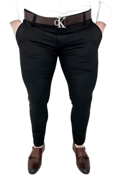 Eleganckie spodnie meskie czarne slim fit Stylovy D-1188 - 32