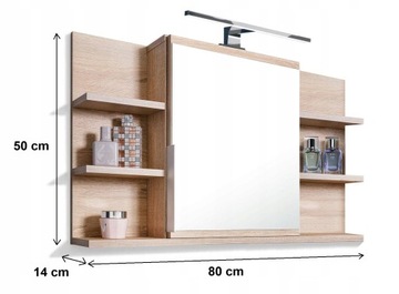 Шкаф для ванной комнаты Sonoma 80x50 см 6 светодиодных полков зеркальное освещение